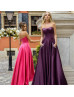 Strapless Sweetheart Neck Satin Beautiful Evening Dress With Pockets