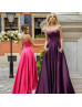 Strapless Sweetheart Neck Satin Beautiful Evening Dress With Pockets