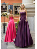 Strapless Sweetheart Neck Satin Beautiful Evening Dress With Pockets