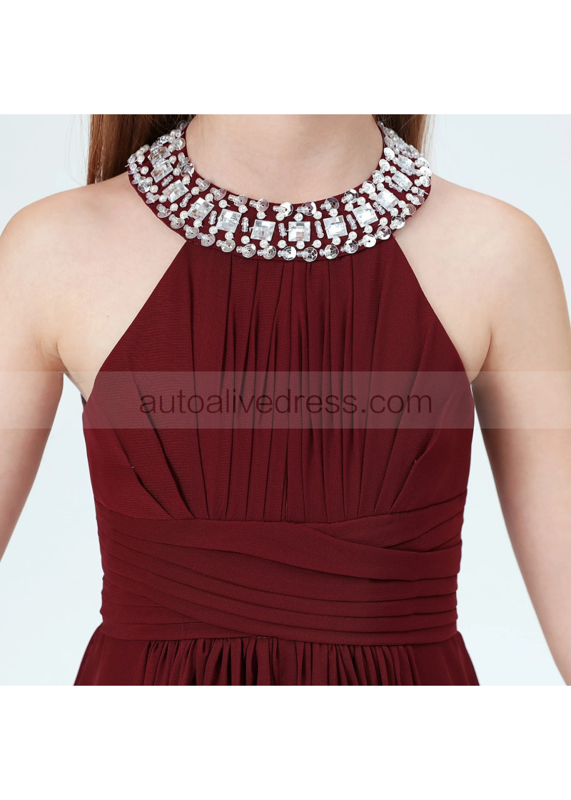 dress beaded neckline NA25-G1651 FITTED DRESS WITH A SLIT FULLY BEADED DESIGN V-NECKLINE
