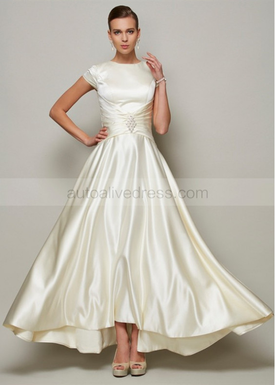 Cap Sleeves Champagne Satin Mother Of The Bride Dress Cap Sleeves Champagne Satin Mother Of The Bride Dress
