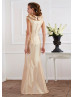 V Neck Champagne Taffeta Ruffle Mother Of The Bride Dress