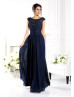 Beaded Navy Blue Lace Chiffon Elegant Mother Of The Bride Dress