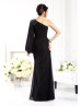 One Shoulder Beaded Black Chiffon Mother Of The Bride Dress
