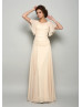 Pearl Beaded Champagne Chiffon Mother Of The Bride Dress