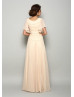 Pearl Beaded Champagne Chiffon Mother Of The Bride Dress