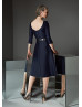 Black Lace Satin Scoop Back Mother Of The Bride Dress