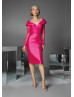 Fuchsia Lace Satin V Back Mother Of The Bride Dress