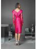 Fuchsia Lace Satin V Back Mother Of The Bride Dress