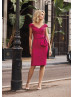 Cap Sleeves Fuchsia Lace Satin Mother Of The Bride Dress