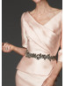 Light Pink Satin Peplum Mother Of The Bride Dress With Beaded Sash