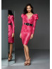 Long Sleeves Fuchsia Satin Mother Of The Bride Dress