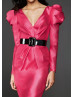 Long Sleeves Fuchsia Satin Mother Of The Bride Dress