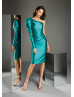 One Shoulder Teal Satin Mother Of The Bride Dress One Shoulder Teal Satin Mother Of The Bride Dress