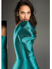 One Shoulder Teal Satin Mother Of The Bride Dress