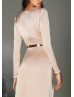 Long Sleeves Blush Pink Soft Satin Mother Of The Bride Dresses