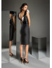 V Neck Black Satin Fashion Mother Of The Bride Dresses