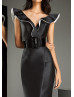 V Neck Black Satin Fashion Mother Of The Bride Dresses