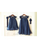 Illusion Neck Navy Blue Chiffon Lace Short Adorable Flower Girl Dress