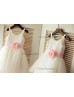 Thin Straps Ivory Sequin Tulle Wedding Flower Girl Dress With Pink Flower Sash Thin Straps Ivory Sequin Tulle Wedding Flower Girl Dress With Pink Flower Sash