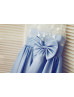 Blue Taffeta Ivory Lace V Back Knee Length Flower Girl Dress