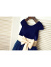 Navy Blue Velvet Tulle Tea Length Flower Girl Dress Navy Blue Velvet Tulle Tea Length Flower Girl Dress