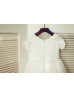 Ivory Satin Tulle Lace Scalloped Neckline Knee Length Flower Girl Dress