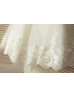 Ivory Satin Tulle Lace Scalloped Neckline Knee Length Flower Girl Dress
