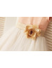 Blush Pink Sequin Ivory Tulle Curly Hem Wedding Flower Girl Dress