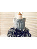 Gray Taffeta Ruffle Skirt Knee Length Flower Girl Dress