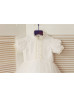 Short Sleeves Ivory Cotton Tulle Flower Girl Dress Short Sleeves Ivory Cotton Tulle Flower Girl Dress