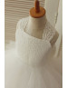 Ivory Lace Tulle Cross Back Flower Girl Dress With Bow