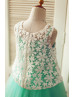 Turquoise Tulle Ivory Lace Two Piece Flower Girl Dress