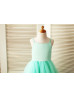Turquoise Tulle Ivory Lace Two Piece Flower Girl Dress