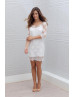 Two Piece Ivory Floral Lace Midi Wedding Dress 