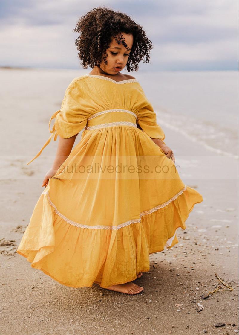 mustard yellow dress for girl Mustard Yellow Shimmer Embroidered Dress For Girls by Fayon Kids at Pernia's Pop Up Shop 2026