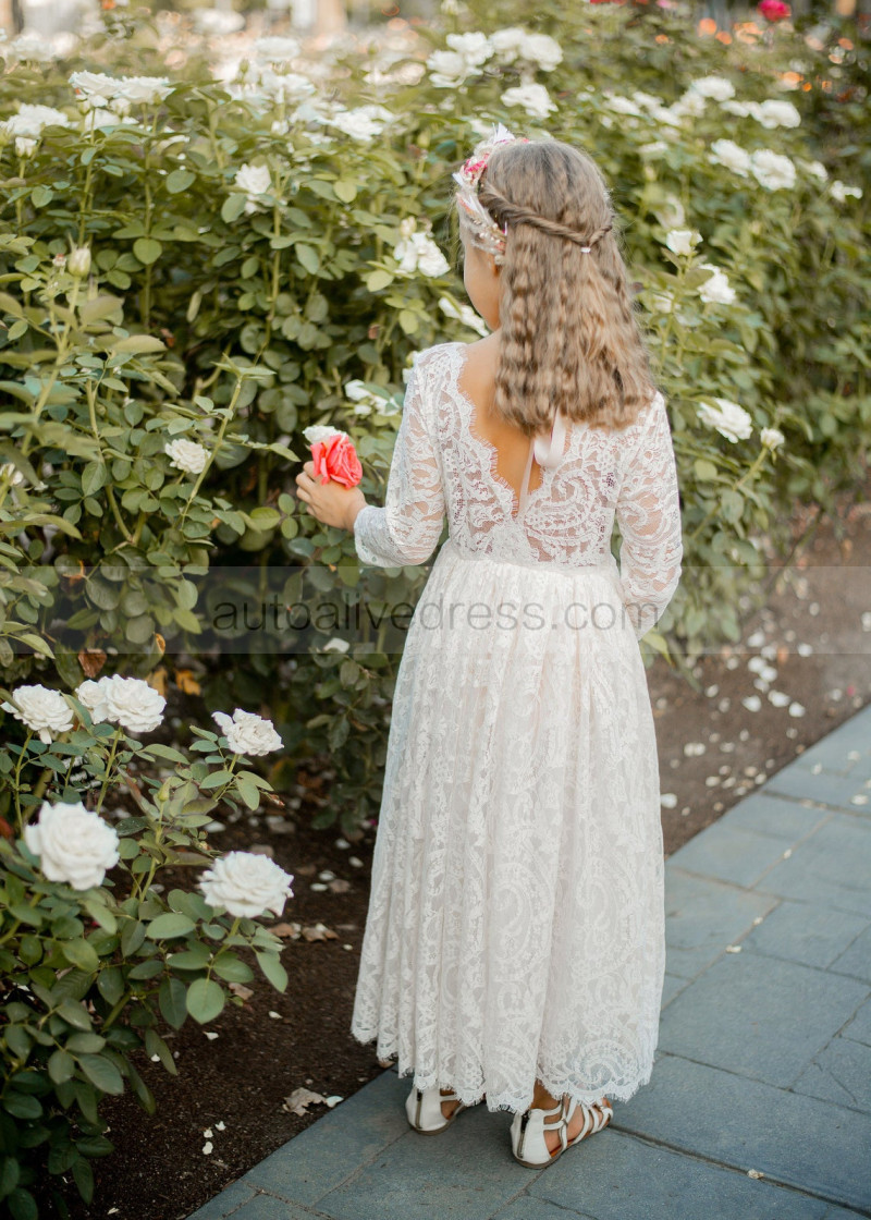 sachin and babi light blue dress A-line Ivory Lace Classic Flower Girl Dress First Communion Dress