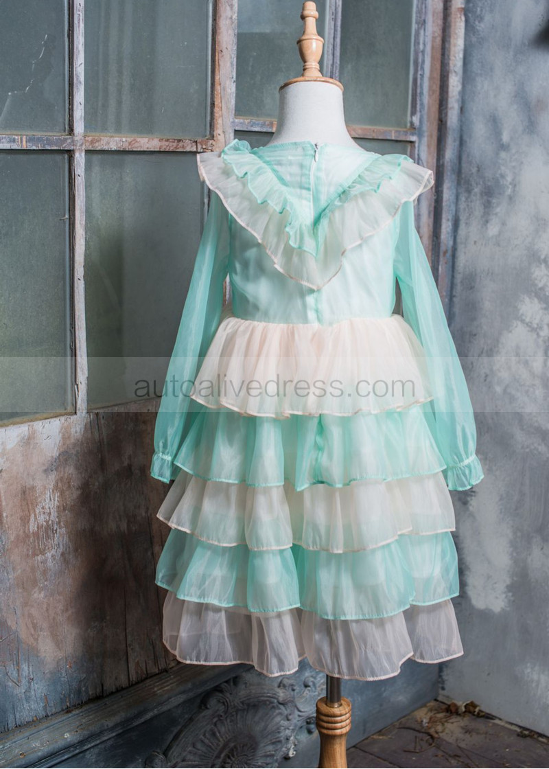 A-line Tiffany Blue Soft Yarn Layered Flower Girl Dress A-line Tiffany Blue Soft Yarn Layered Flower Girl Dress