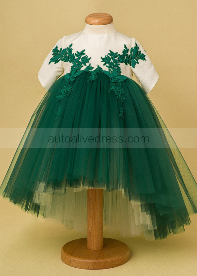 Tutu Green Lace Tulle High Low Flower Girl Dress