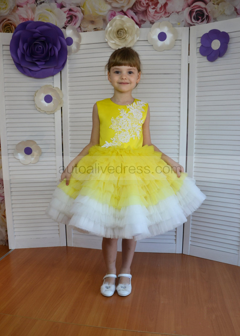A-line Yellow Flower Girl Dress Toddler Birthday Dress