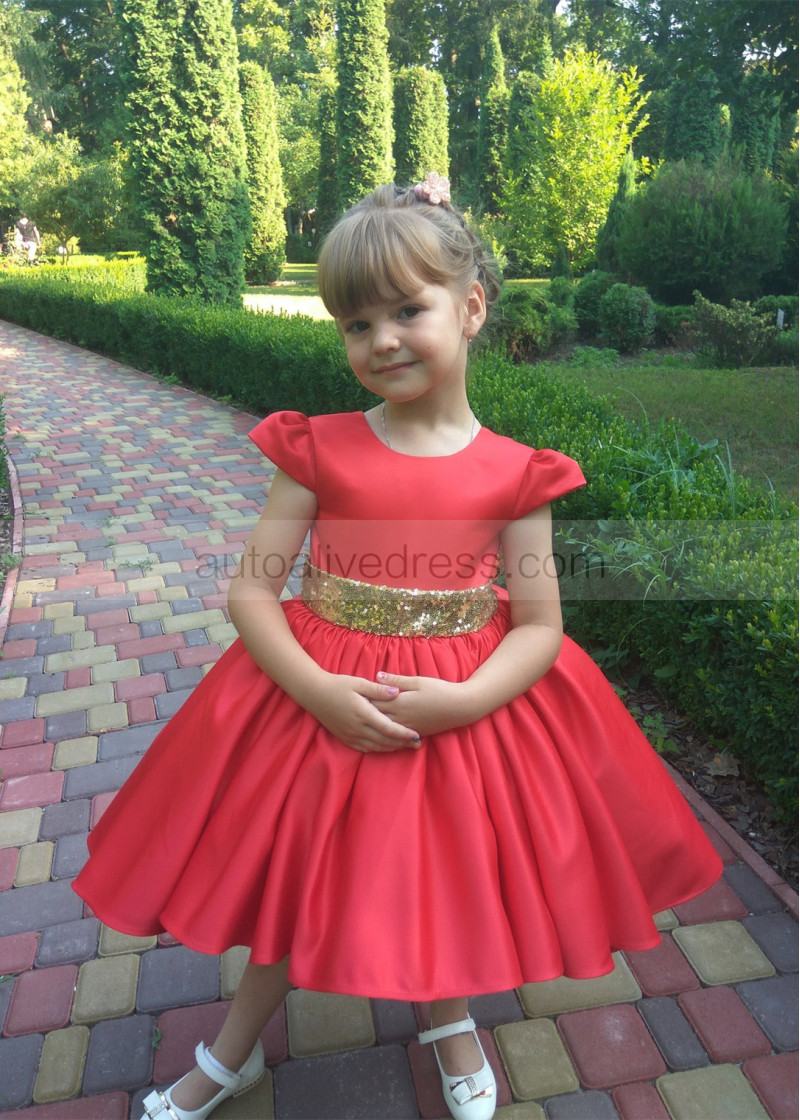 coral dress with gold belt Golden Belt Crepe Dress Coral