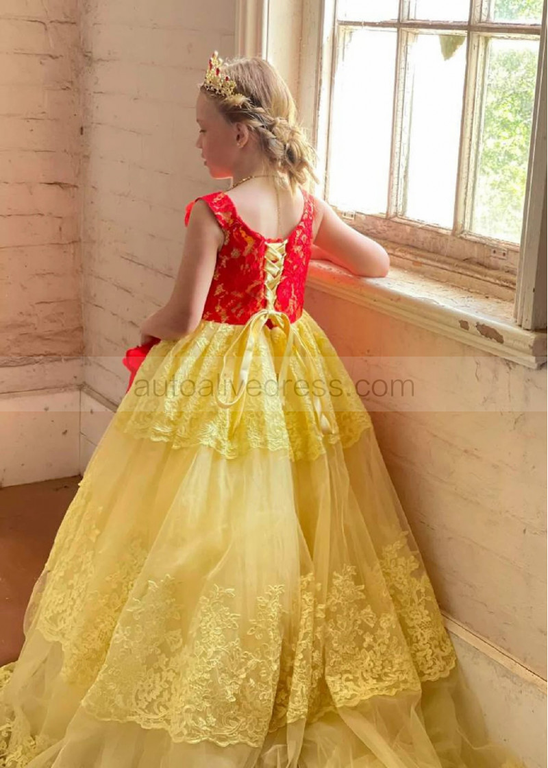 fitted lace wedding dress Maura Long Sleeve Lace-Up Back Dress Floral Yellow