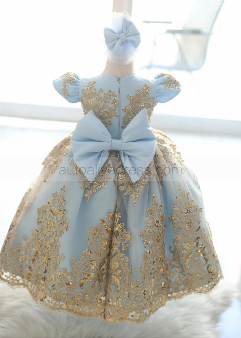 blue and gold princess dress Provence Bloom Long Sleeve Mini Dress Floral Blue main image 0