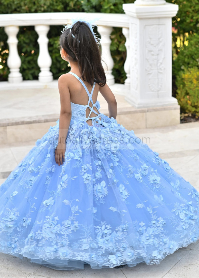 chinese dress ladies A-Line Navy Blue Lace Sleeveless Wedding Flower Girl Dress, Belt 10T --- Chest = 29 Inches/Waist = 28 inches/ Hollow to Knee = 30.5 Inches main image 0