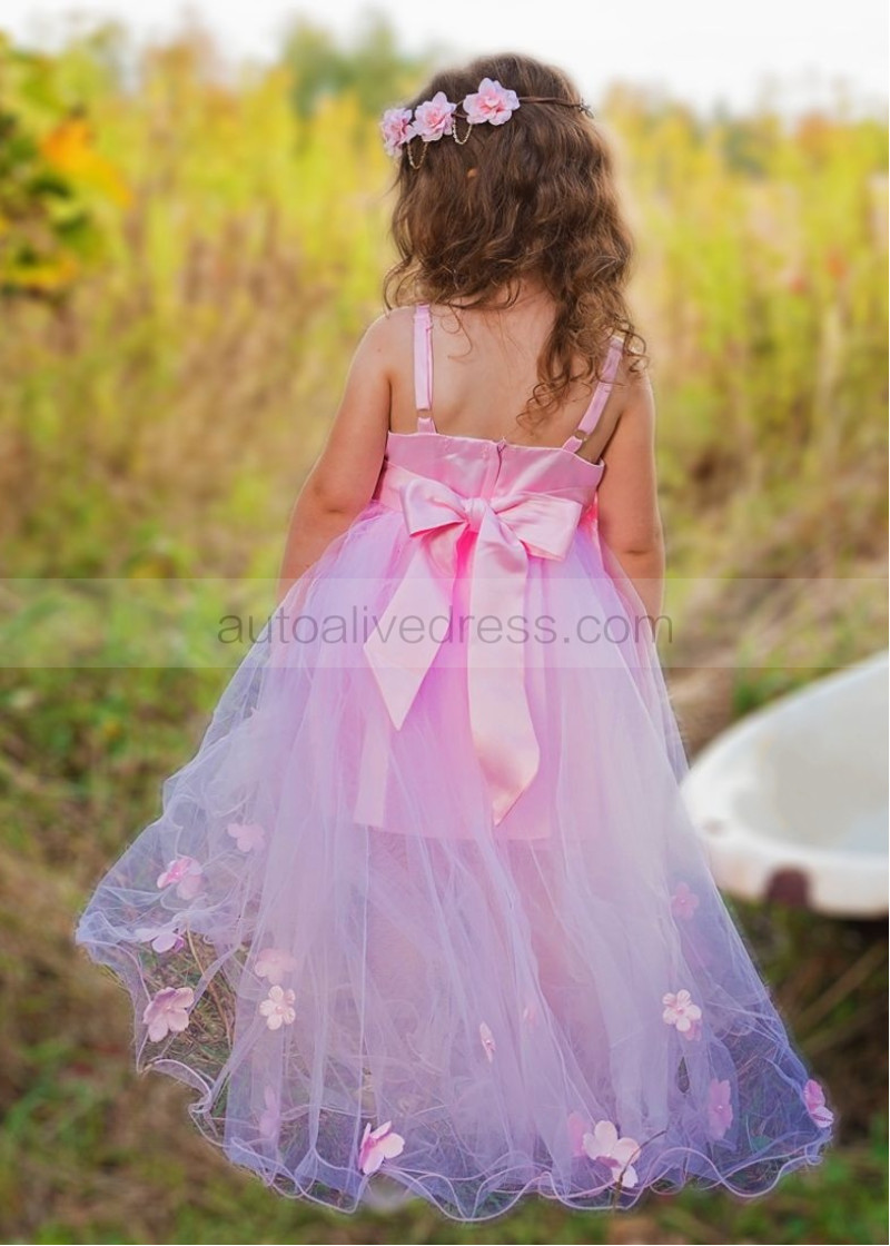 A-line 3D Flowers Blossom Tulle Curly Hem Fairy Flower Girl Dress A-line 3D Flowers Blossom Tulle Curly Hem Fairy Flower Girl Dress