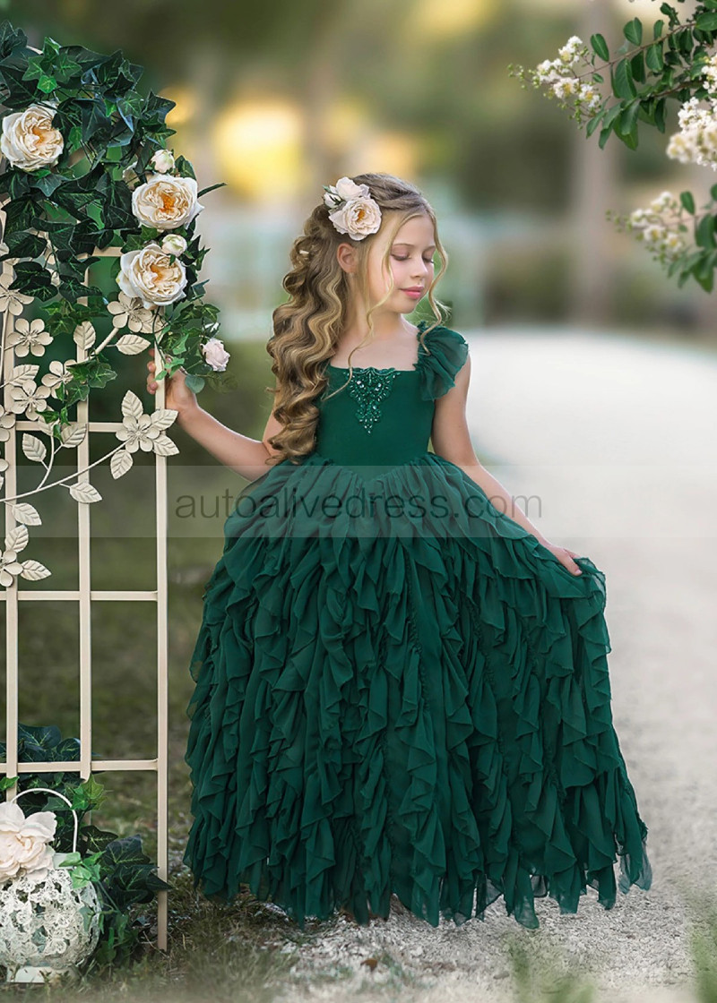 Emerald Green Stunning Long Flower Girl Dress Emerald Green Stunning Long Flower Girl Dress