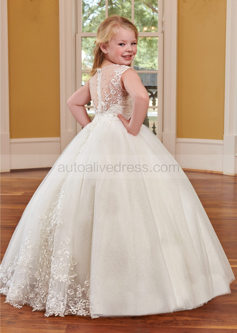 slim fit dress slacks Off-Shoulder Petal Flower Girl Dress with Glitter Tulle Layers main image 0