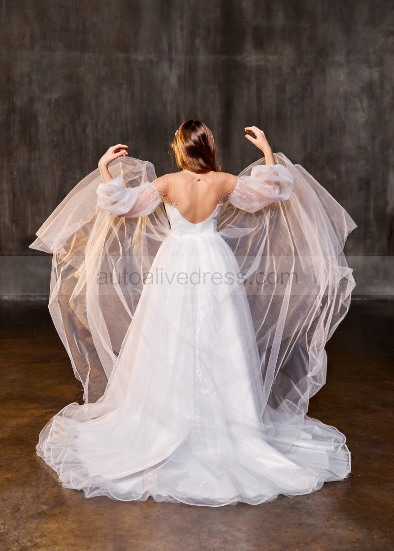 A-line Beaded White Organza Keyhole Back Fairy Flower Girl Dress A-line Beaded White Organza Keyhole Back Fairy Flower Girl Dress
