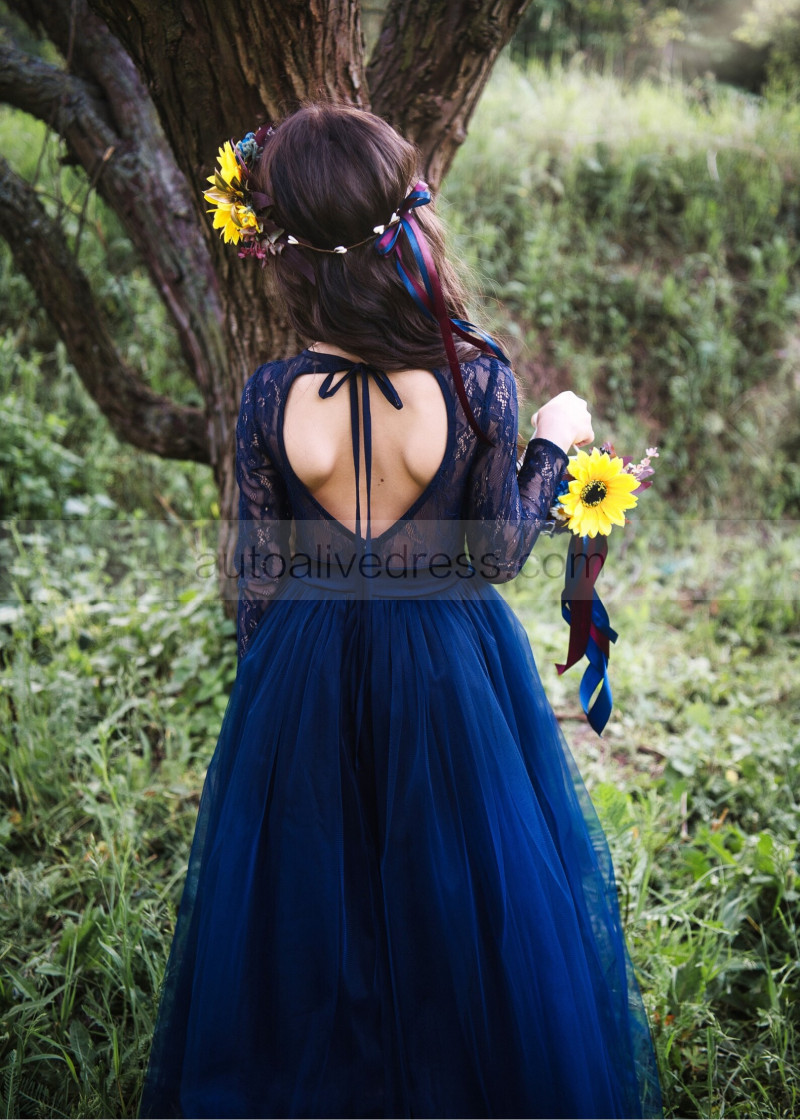 navy blue girls dress PATACHOU Girls Blue Velvet Dress main image 0