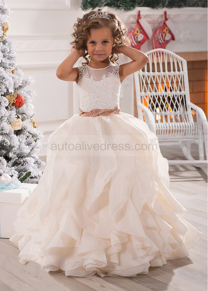 organza ruffle flower girl dress